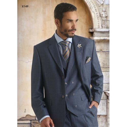 E. J. Samuel Blue Vested Suit X149